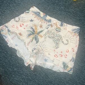 Z&L boho lounge  PJ. Beach coverup Tropical Print Shorts so soft! Small S